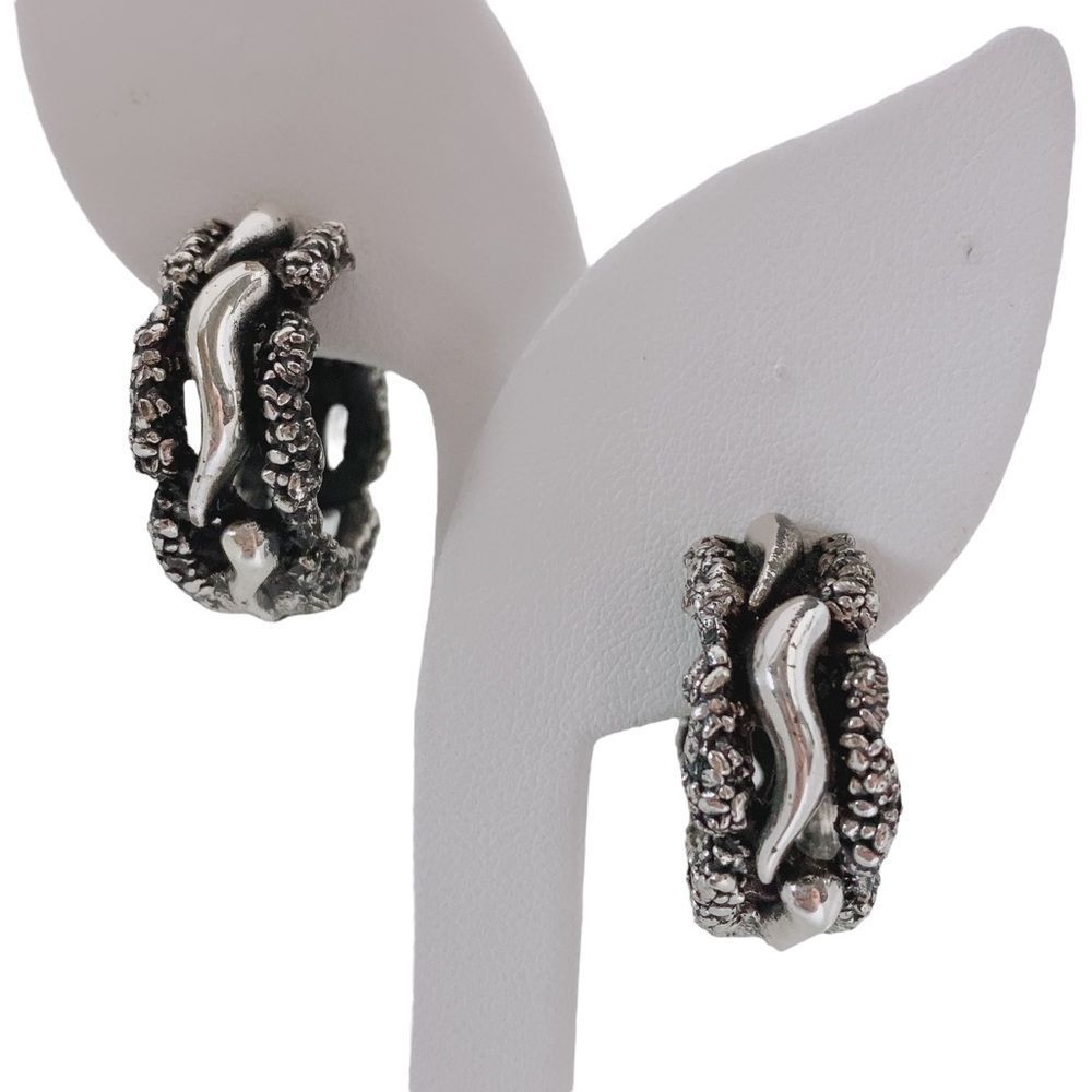 Vintage Tortolani Clip On Round Hoop Bold Statement Earrings